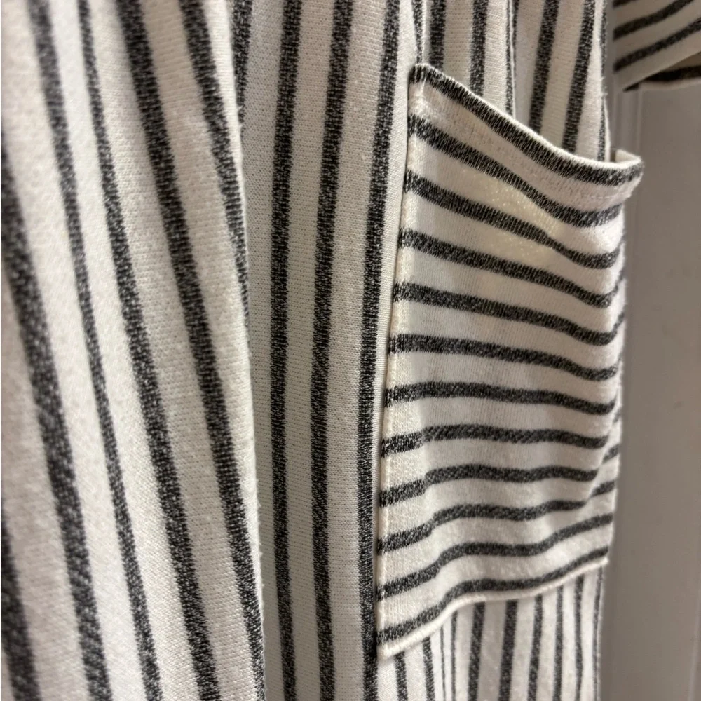 Roolee Cream and Black Striped Midi Dress